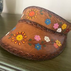 Vintage tooled leather visor